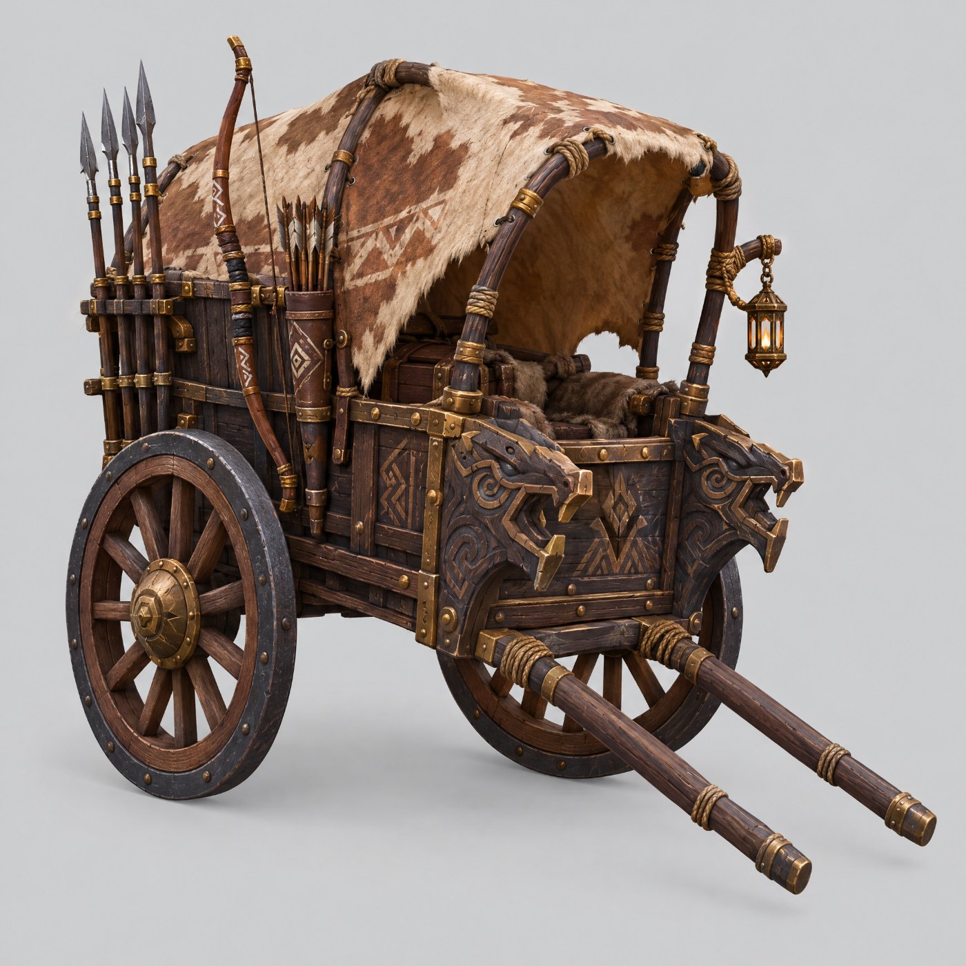 Concept render of an ancient fictional hunting cart